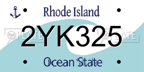 2YK325 Rhode Island License Plate