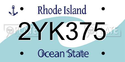 2YK375 Rhode Island License Plate