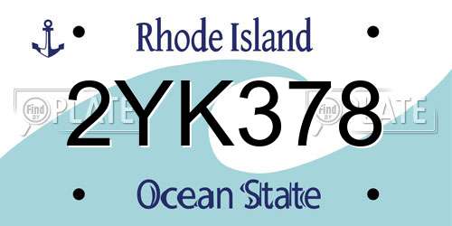 2YK378 Rhode Island License Plate