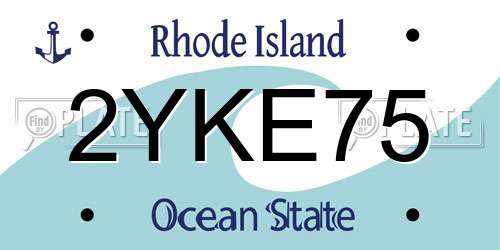 2YKE75 Rhode Island License Plate
