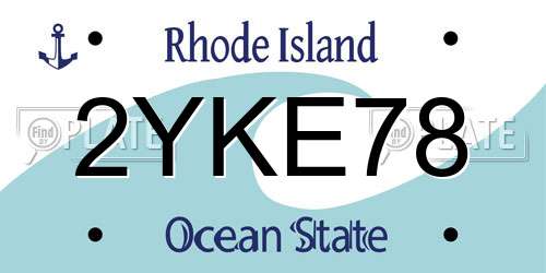 2YKE78 Rhode Island License Plate