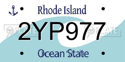 2YP977 Rhode Island License Plate