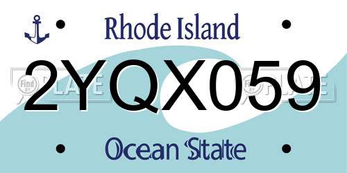 2YQX059 Rhode Island License Plate