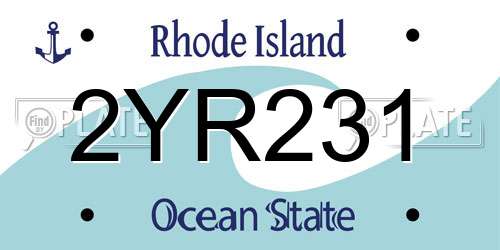 2YR231 Rhode Island License Plate