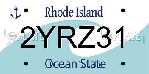 2YRZ31 Rhode Island License Plate