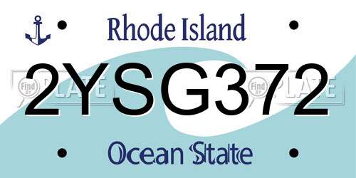 2YSG372 Rhode Island License Plate