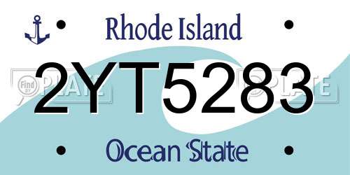 2YT5283 Rhode Island License Plate