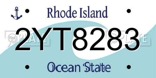 2YT8283 Rhode Island License Plate