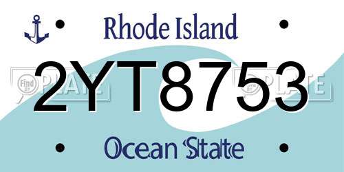 2YT8753 Rhode Island License Plate