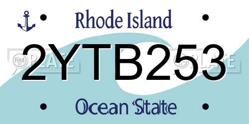 2YTB253 Rhode Island License Plate