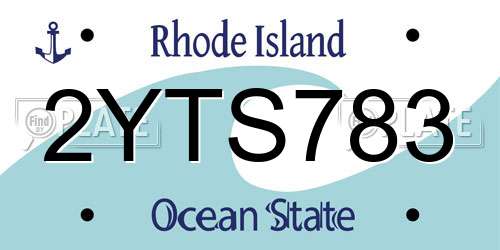 2YTS783 Rhode Island License Plate