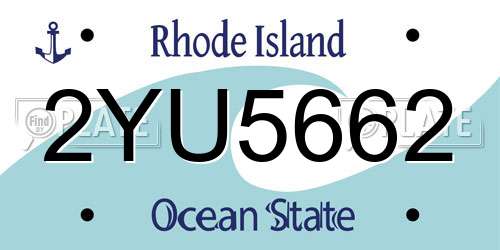 2YU5662 Rhode Island License Plate