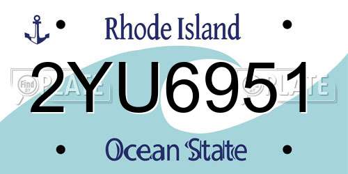 2YU6951 Rhode Island License Plate