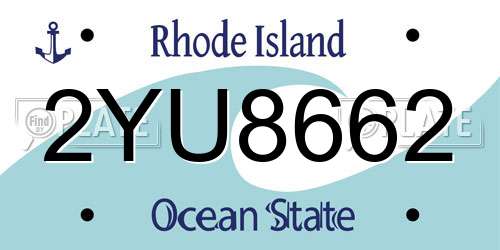 2YU8662 Rhode Island License Plate