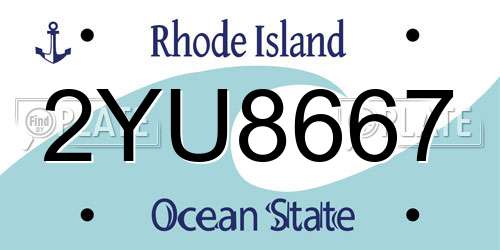 2YU8667 Rhode Island License Plate