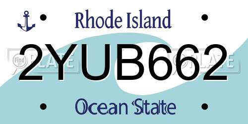 2YUB662 Rhode Island License Plate
