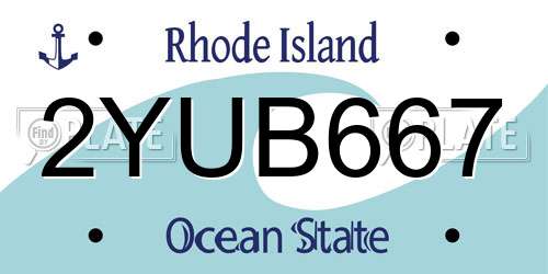 2YUB667 Rhode Island License Plate