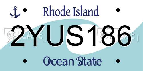 2YUS186 Rhode Island License Plate