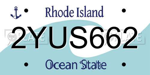 2YUS662 Rhode Island License Plate