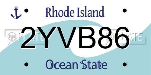2YVB86 Rhode Island License Plate