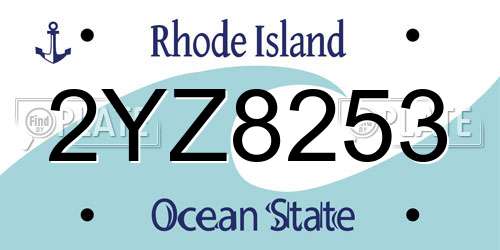 2YZ8253 Rhode Island License Plate