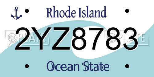 2YZ8783 Rhode Island License Plate
