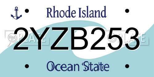 2YZB253 Rhode Island License Plate