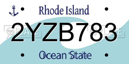 2YZB783 Rhode Island License Plate