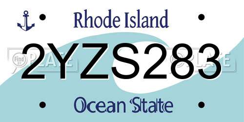 2YZS283 Rhode Island License Plate