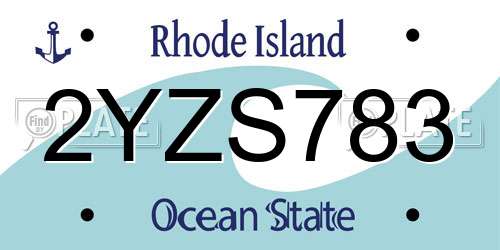 2YZS783 Rhode Island License Plate