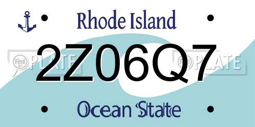 2Z06Q7 Rhode Island License Plate