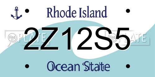 2Z12S5 Rhode Island License Plate