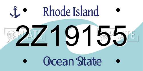 2Z19155 Rhode Island License Plate
