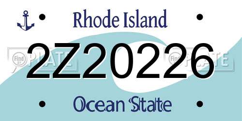 2Z20226 Rhode Island License Plate
