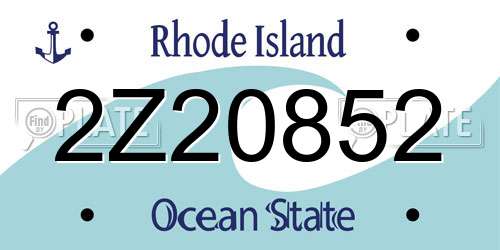 2Z20852 Rhode Island License Plate