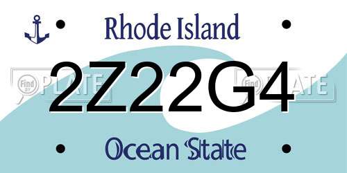 2Z22G4 Rhode Island License Plate