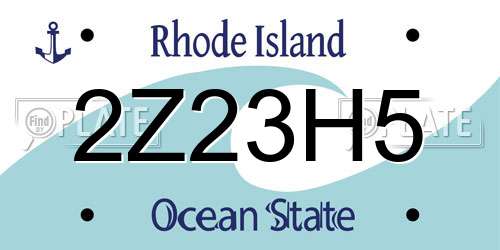 2Z23H5 Rhode Island License Plate