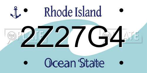 2Z27G4 Rhode Island License Plate