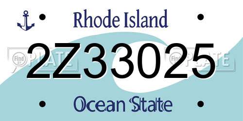 2Z33025 Rhode Island License Plate