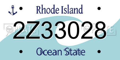 2Z33028 Rhode Island License Plate