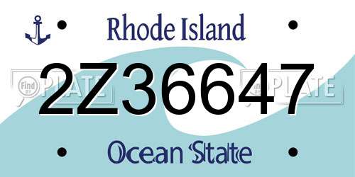 2Z36647 Rhode Island License Plate