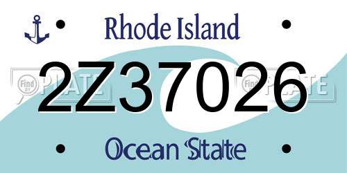 2Z37026 Rhode Island License Plate