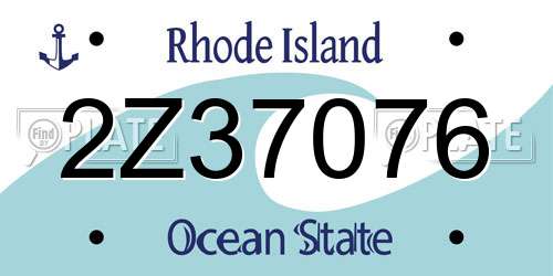 2Z37076 Rhode Island License Plate