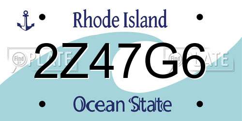 2Z47G6 Rhode Island License Plate