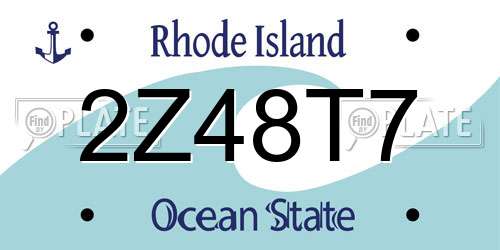 2Z48T7 Rhode Island License Plate