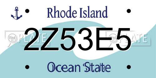 2Z53E5 Rhode Island License Plate
