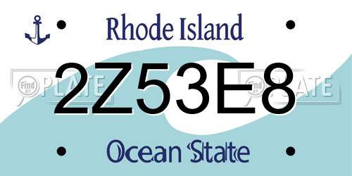 2Z53E8 Rhode Island License Plate