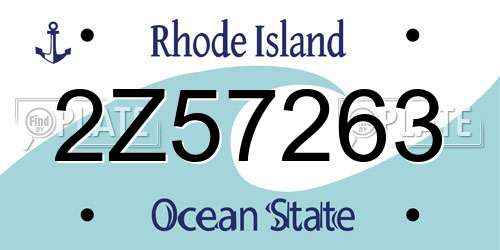 2Z57263 Rhode Island License Plate
