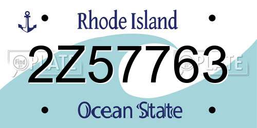 2Z57763 Rhode Island License Plate