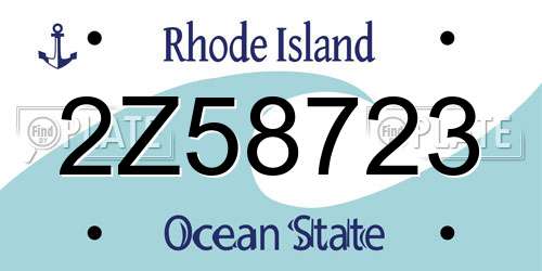2Z58723 Rhode Island License Plate